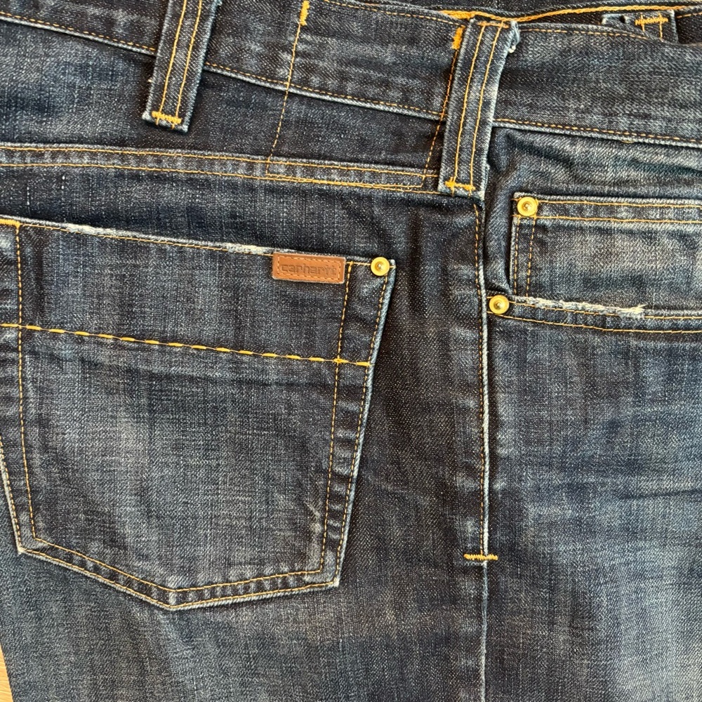 Carhartt B310DRT Jeans Men’s 36x36 Relaxed Fit Dark Wash Bootcut Work Pants Tall - Picture 7 of 10